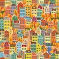 Cityscape seamless pattern with buildings. Building, residential. Seamless pattern with colorful houses.